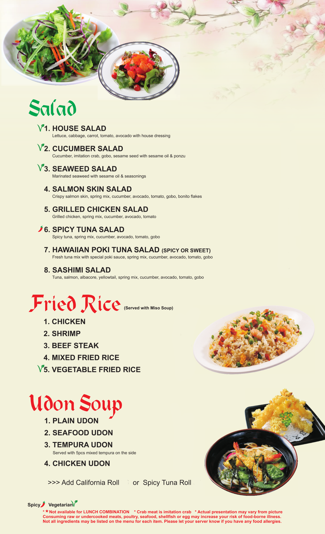 Page Two of Menu