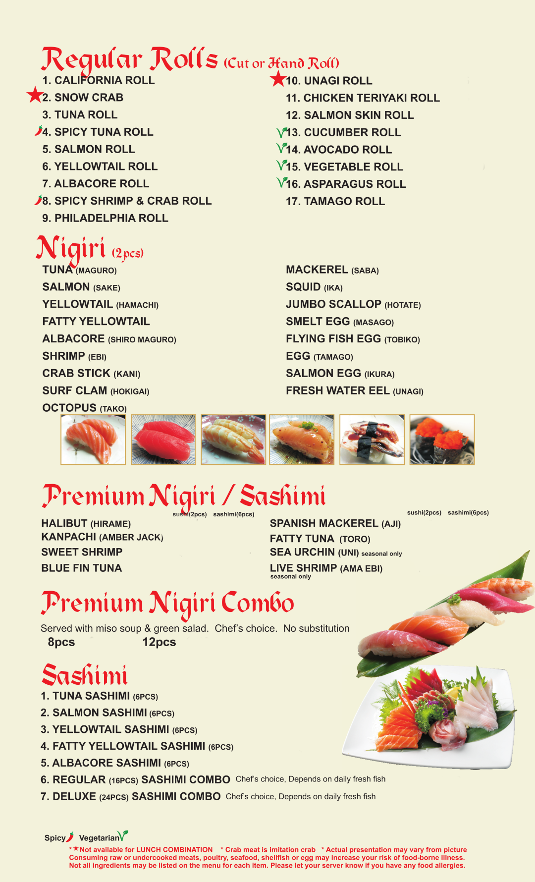 Page Seven of Menu
